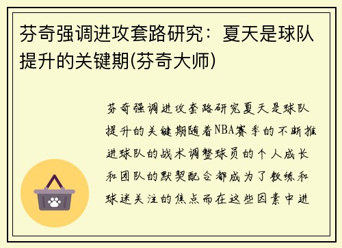 芬奇强调进攻套路研究：夏天是球队提升的关键期(芬奇大师)